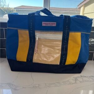 Vineyard Vines Blue, Yellow & Navy Large Tote Nautical Beach